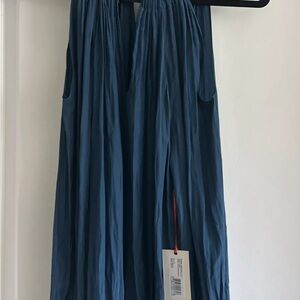 Blue Sleeveless Cold Shoulder Blouse